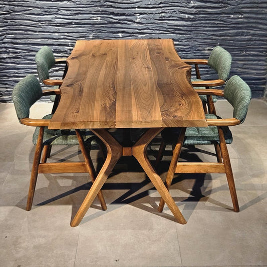 Walnut Live Edge Dining Table Handmade Solid Wood Statement Piece