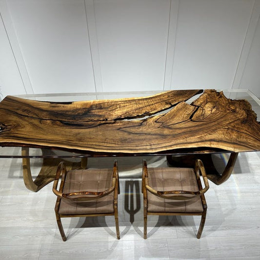 Clear Epoxy Dining Table Olive Wood River Table