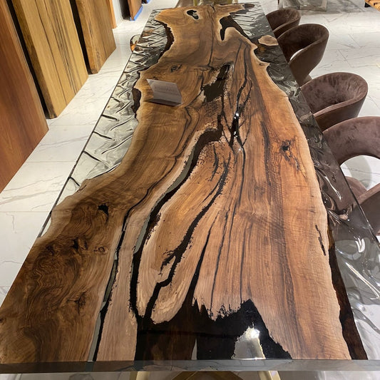 Walnut Clear Epoxy Dining Table Live Edge River Table