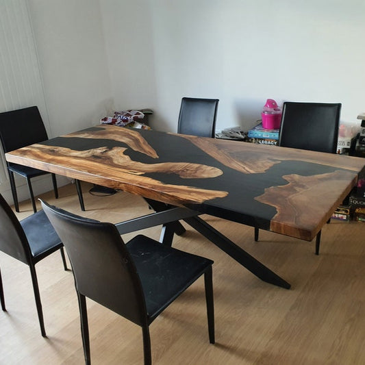 Epoxy River Table Walnut Wood with Clear or Colored Epoxy