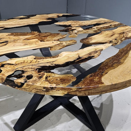 Olive Wood Dining Table Live Edge Epoxy River Table