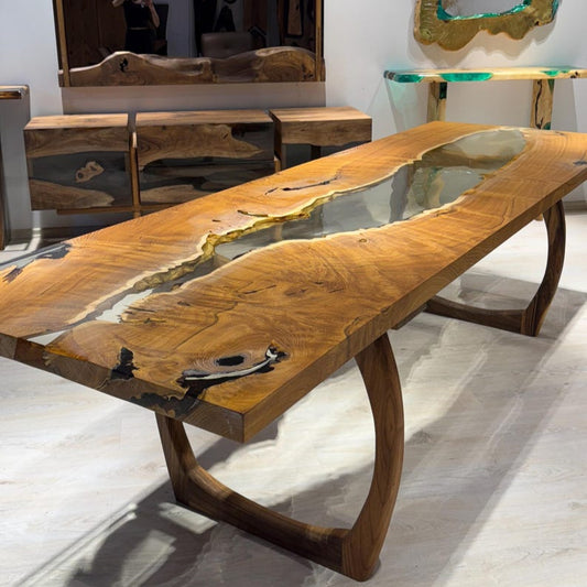 Reclaimed Wood Epoxy River Table Dining or Conference Clear or Colored Resin Options