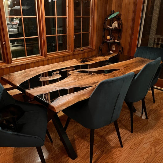 Walnut Live‑Edge Epoxy Dining Table Resin Colors