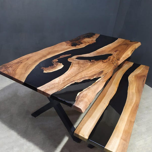 Walnut Live‑Edge Epoxy Dining Table Resin Colors